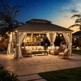 thumbnail image 1 of Clouddwell 12' x 16' Hardtop Gazebo with Double Roof, Aluminum Frame Outdoor Patio Gazebo with Netting & Curtains, Metal Roof Canopy with Built-in Drainage System, 1 of 7