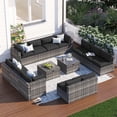 thumbnail image 1 of Clouddwell 14 Piece Patio Furniture Set Wicker Rattan Patio Conversation Set Outdoor Sectional Sofa Set with Coffee Table and Black Cushions(Waterproof Cover Included), 1 of 6