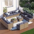 thumbnail image 1 of Clouddwell 14 Piece Patio Furniture Set Wicker Rattan Patio Conversation Set Outdoor Sectional Sofa Set with Coffee Table and Gray Cushions(Waterproof Cover Included), 1 of 6
