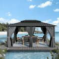 thumbnail image 1 of LazySunsets 16' X 12' Hardtop Gazebo with Double Roof Outdoor Gazebos for Patio Lawn and Garden Included Netting and Curtains, Gray, 1 of 8