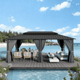 thumbnail image 1 of LazySunsets 20' X 12' Hardtop Gazebo with Double Roof Outdoor Gazebos for Patio Lawn and Garden Included Netting and Curtains, Gray, 1 of 8