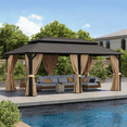 thumbnail image 1 of Clouddwell 20' x 12' Gazebo for Patio, Gazebo Pergola with Sloped Roof, Large Wall-Mounted Heavy Duty Awnings, for Deck, Patio and Backyard,Brown, 1 of 8