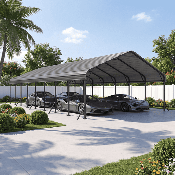 Dateyes 20x40FT Metal Carport, Heavy Duty Carport Canopy with Reinforced Frame & Galvanized Roof, Car Tent, Garage Shelterf for Car, Pickup, Truck, Boat