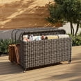 thumbnail image 1 of Dateyes 3-Layer Outdoor PE Wicker Rattan Patio & Poolside Storage Basket with Rolling Wheels, Gray, 1 of 8
