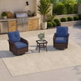 thumbnail image 1 of Clouddwell 3 Pieces Outdoor Patio Furniture Set, Rattan Wicker Sectional Swivel Rocker Chairs Sets, Blue/Brown, 1 of 8