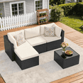 thumbnail image 1 of Clouddwell 5 Pieces Patio Furniture Set, All-Weather Wicker Rattan Patio Sectional Sofa Set with Coffee Table (Off-White), 1 of 7