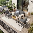 thumbnail image 1 of Clouddwell 4-Piece Patio Conversation Set, Heavy-Duty Metal Outdoor Furniture, Loveseat for Deck, Porch, Balcony (Gray), 1 of 8