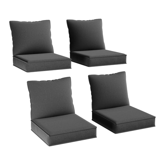 Clouddwell 4-Piece Premium Outdoor Cushion Set, 20x22x4 Inches High-Resilience Waterproof Cushions for 4-Seat Wicker Sectional(Dark Grey)