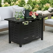 Clouddwell 40" Black Propane Fire Pit Table, 50,000 BTU Outdoor Gas Firepit with Lava Rocks, Removable Lid & Waterproof Cover for Patio Black