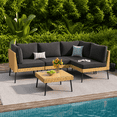 thumbnail image 1 of Clouddwell 5-Piece Black Wicker Patio Sectional Conversation Set, Water Resistant Cushions & Coffee Table for Backyard Poolside, 1 of 8