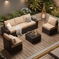 thumbnail image 1 of Clouddwell 6-Piece Outdoor Patio Set,8-Inch Widen Armrest, All-Weather Wicker Sectional with Coffee Table. Beige, 1 of 7