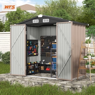 GVDV Metal Shed, 6'x4' Rustproof Galvanized Storage, Lockable