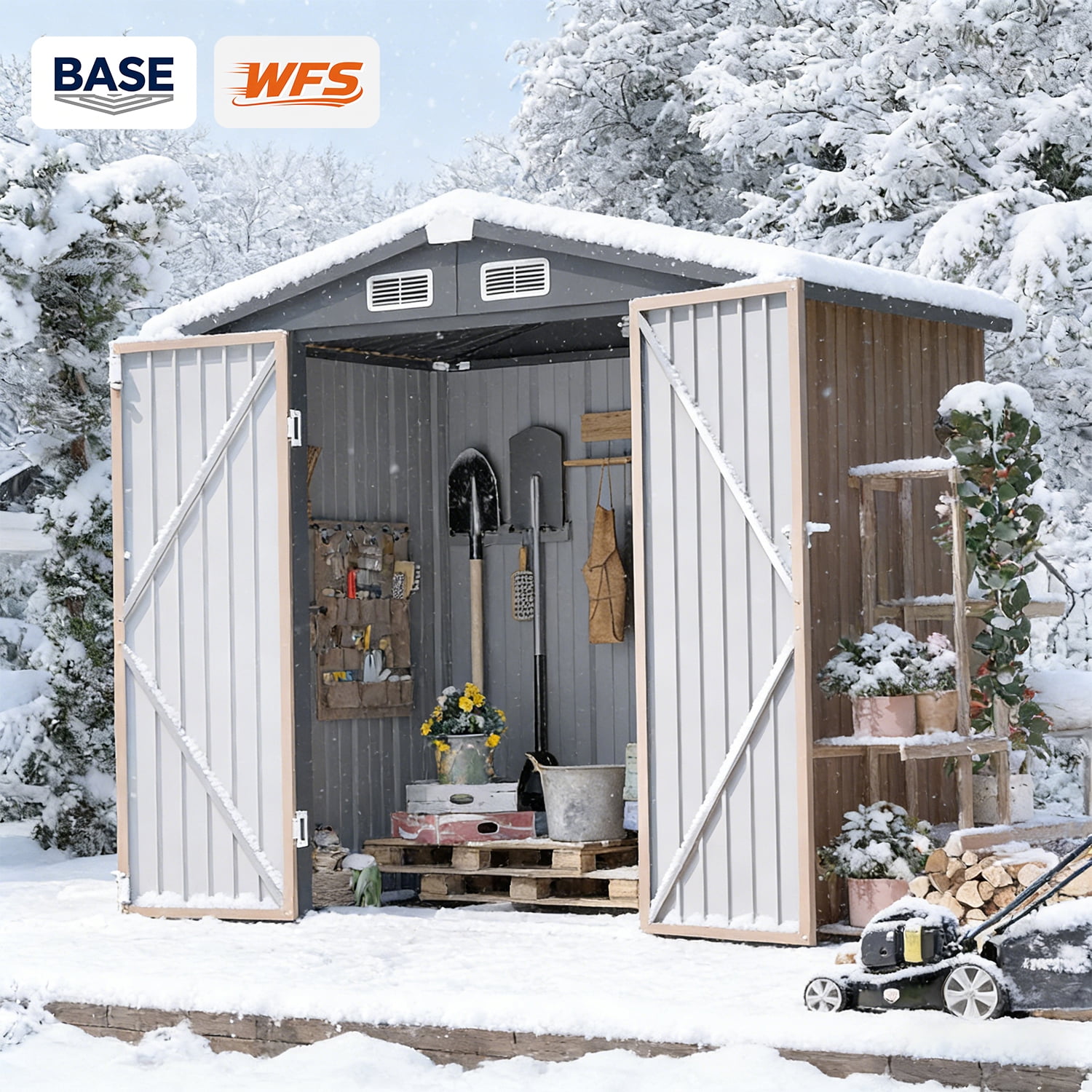 Clouddwell 6x4 ft. Metal Storage Shed with Base, Galvanized Steel