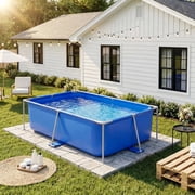 Dateyes 7.2 x 23" Above Ground Swimming Pool for Backyard, Rectangular Metal Frame Pool with PVC Liner, Blue