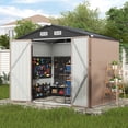 thumbnail image 1 of Clouddwell 7.5x5 ft. Outdoor Storage Shed, Brown Metal Garden Shed with Double Lockable Doors for Backyard, Patio, 1 of 8