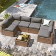 thumbnail image 1 of Clouddwell 7 Piece Outdoor Patio Furniture Set, Wicker Rattan Patio Sectional Sofa Set, Grey, 1 of 9