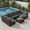 thumbnail image 1 of Clouddwell 7 Piece Outdoor Patio Furniture Set, Wicker Rattan Patio Sectional Sofa Set, Grey, 1 of 10