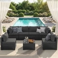 thumbnail image 1 of Clouddwell 7-Piece Patio Furniture Set On Sale, Black Rattan Wicker Outdoor Sectional Sofa Couch with Table Patio Conversation Set for Lawn& Backyard, Gray, 1 of 6