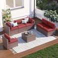 thumbnail image 1 of Clouddwell 7 Piece Patio Furniture Set Wicker Rattan Patio Conversation Set Outdoor Sectional Sofa Set with Coffee Table and Black Cushions(Waterproof Cover Included), 1 of 6