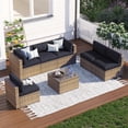thumbnail image 1 of Clouddwell 7 Piece Patio Furniture Set Wicker Rattan Patio Conversation Set Outdoor Sectional Sofa Set with Coffee Table and Black Cushions(Waterproof Cover Included), 1 of 6
