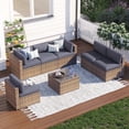 thumbnail image 1 of Clouddwell 7 Piece Patio Furniture Set Wicker Rattan Patio Conversation Set Outdoor Sectional Sofa Set with Coffee Table and Gray Cushions(Waterproof Cover Included), 1 of 6