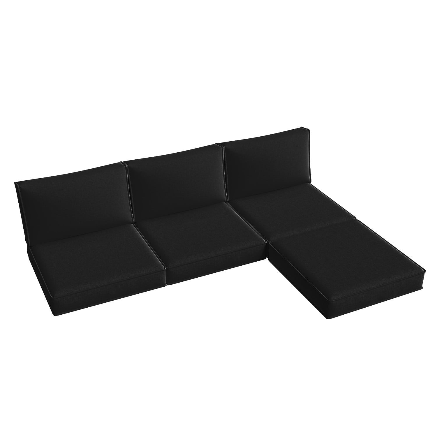 Clouddwell 7-Piece Premium Outdoor Cushion Set, High-Resilience Waterproof Cushions for 4-Seat Wicker Sectional(Black)