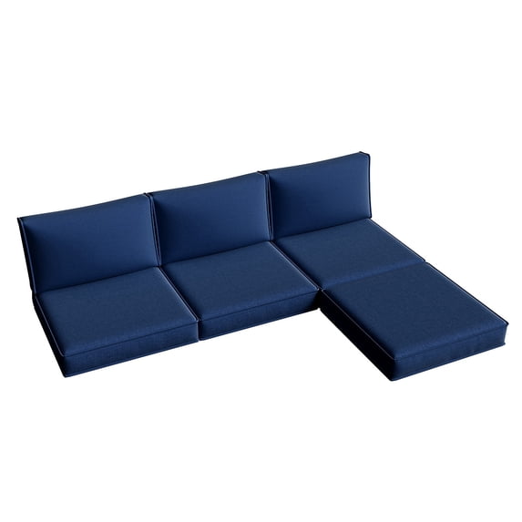 Clouddwell 7-Piece Premium Outdoor Cushion Set, High-Resilience Waterproof Cushions for 4-Seat Wicker Sectional(Navy Blue)