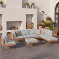thumbnail image 1 of Clouddwell 8 Piece Light Gray Wicker Patio Sectional Conversation Set, Water Resistant Thick Cushions & Coffee Table for Backyard Poolside, 1 of 10