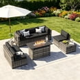 thumbnail image 1 of Clouddwell 8 Piece Patio Furniture Sets with Fire Pit Table, Outdoor Furniture Conversation Set With Coffee Table and Black Cushions, 1 of 9