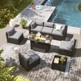 thumbnail image 1 of Clouddwell 8-Piece Patio Furniture Set With Fire Table On Sale, Black Rattan Wicker Outdoor Sectional Sofa Couch with Table Patio Conversation Set for Lawn& Backyard,Light Gray, 1 of 10