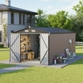 thumbnail image 1 of Clouddwell 8 x 15FT Shed Outdoor Storage Shed with Double Hinged Large Door, Large Metal Shed with Lockable Door & Sloped Roof for Garden, Backyard, Patio and Backyard, Brown, 1 of 9