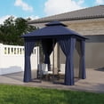 thumbnail image 1 of Clouddwell 8'x 8' Patio Gazebo Double Roof Protection All-Weather Outdoor Shelter Features Insect Screens & Privacy Curtains Ideal for Backyard, Lawn, (Blue), 1 of 8