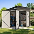thumbnail image 1 of Clouddwell 8ft x 6ft Heavy-Duty Metal Storage Shed with 3 Doors, Lockable Lean-To Design, Weatherproof for Garden & Tools (Black), 1 of 9
