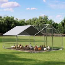 Clouddwell 128 Sq Ft Walk-In Chicken Coop with Waterproof Spire Roof - Heavy-Duty Metal Outdoor Poultry Cage & Duck House for 10-15 Chickens