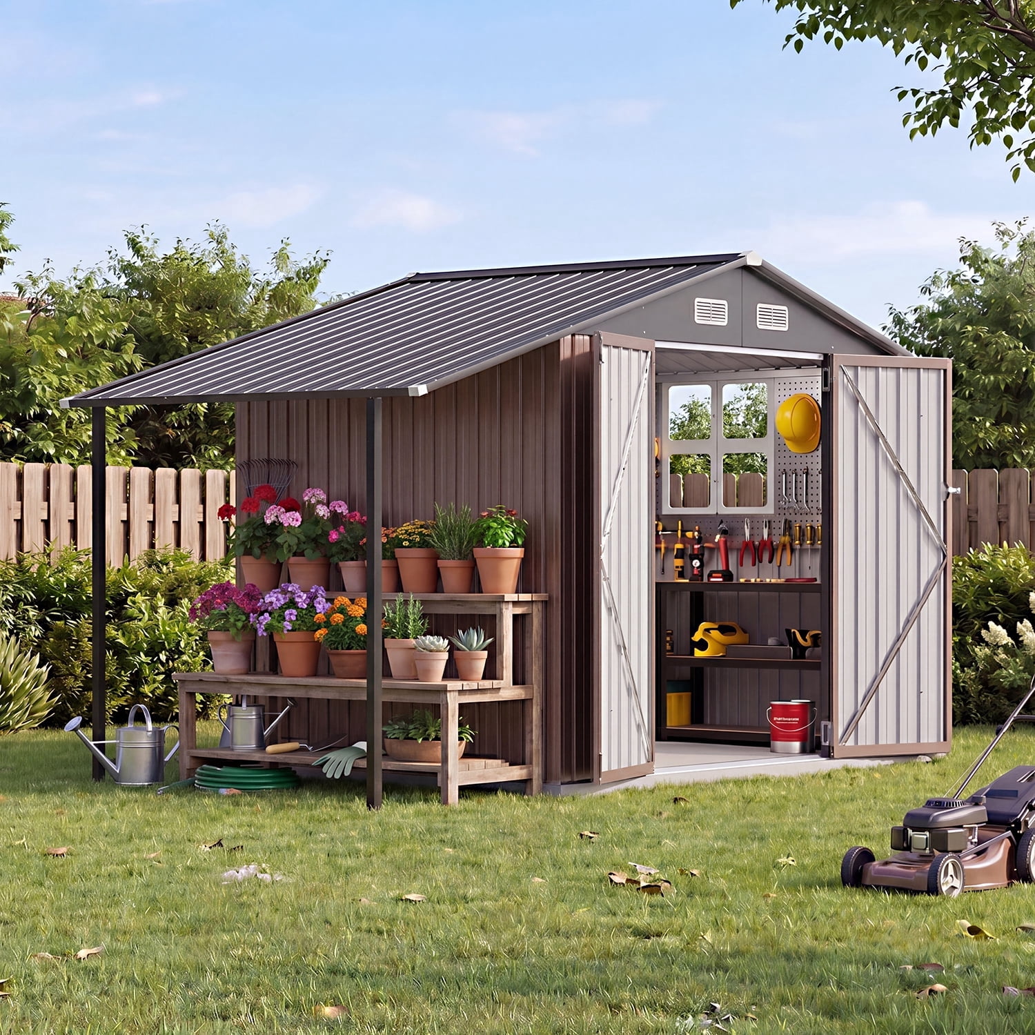 Clouddwell Metal Storage Shed with Hardtop Pergola 10x6 ft 2-in-1,57 Sq ...