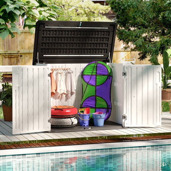 Clouddwell Outdoor Storage Shed, 35 Cu.Ft Vertical Storage Sheds with Floor, Waterproof Resin Cabinet for Garage Storage, Pool Storage, Bike Shed, Garden Shed, Outdoor Storage(White)