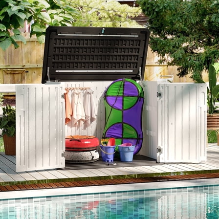 Clouddwell Outdoor Storage Shed, 35 Cu.Ft Vertical Storage Sheds with Floor, Waterproof Resin Cabinet for Garage Storage, Pool Storage, Bike Shed, Garden Shed, Outdoor Storage(White)