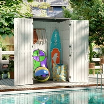 Clouddwell Outdoor Storage Shed, 64 Cu.Ft Vertical Storage Sheds with Floor, Waterproof Resin Cabinet for Garage Storage, Pool Storage, Bike Shed, Garden Shed, Outdoor Storage(White)