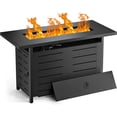 thumbnail image 1 of ClouddwellOutdoor 44" 50,000 BTU Propane Gas Fire Pit Table, Ceramic Tabletop and Rattan Weaved Iron Frame, Water-Proof Oxford Cover, Glass Wind Guard, 1 of 5