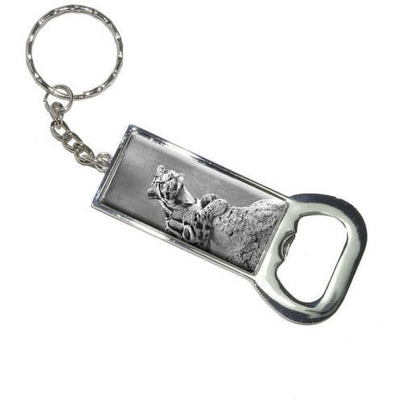 Clouded Leopard With Sad Eyes Vintage Keychain Bottle Bottlecap Opener