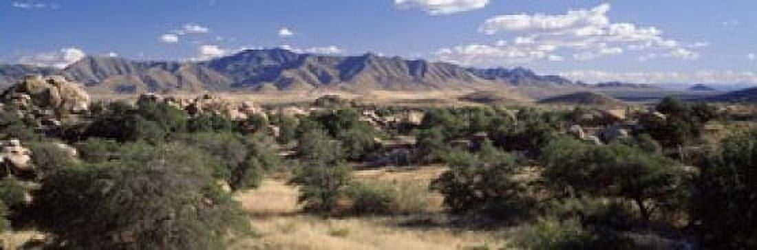 Clouded Sky Over Arid Landscape Dragoon Mountains Texas Valley Arizona USA Canvas Art - Panoramic Images (18 x 6)