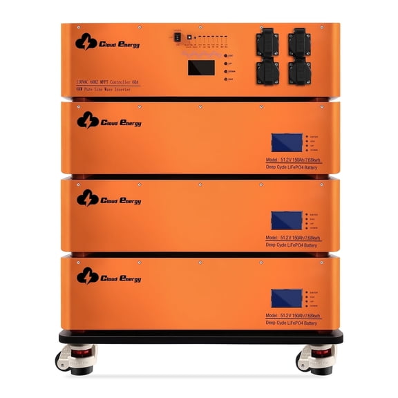 Cloudenergy 48V Stackable LiFePO4 Battery with 6kw Inverter 60A MTTP 10 Year Lifetime Perfect for Monitor RV, Solar, Energy Storage, Overland, Off-Grid(DD48V-450Ah +Inverter)