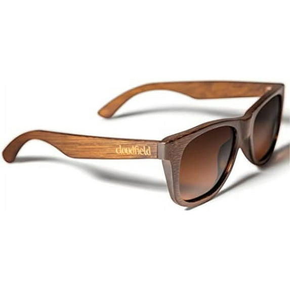 Cloudfield Wooden Sunglasses for Men and Women - Polarized Brown Lenses with Bamboo Wooden Frame - Double Layer of UV Blocking Coating