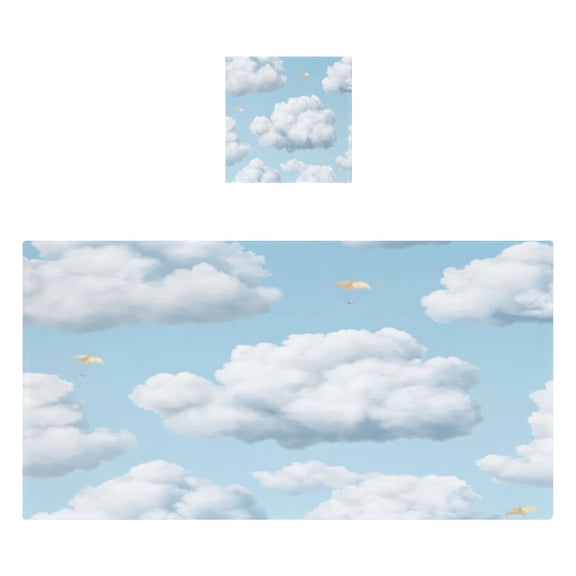 Clouds 2 Piece Cotton Bath and Face Towel Set Soft and Absorbent, for Beach Pool Bathroom