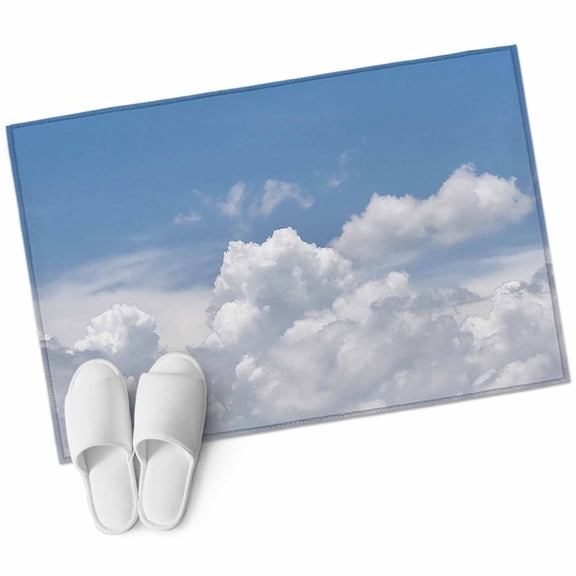 Clouds 2'x3' Washable Rug, Blue White Sky Natural Landscape Non-Slip Soft Doormat Area Rugs for Entrance Bathroom Bedsides, Carpet for Kitchen Bedroom, Entryway Floor Mat