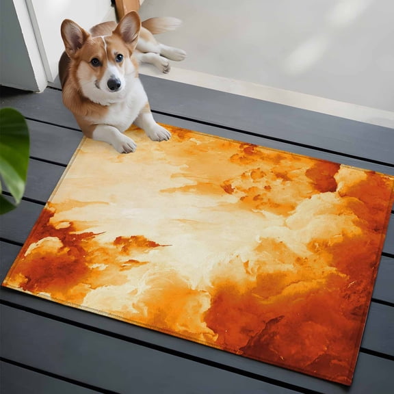 Clouds 2x3 Area Rugs for Living Room, Abstract Gradient Orange Clouds Sky Non Slip Floor Mat Washable Low-Profile Indoor Carpet for Bedroom, Dining Room, Bathroom
