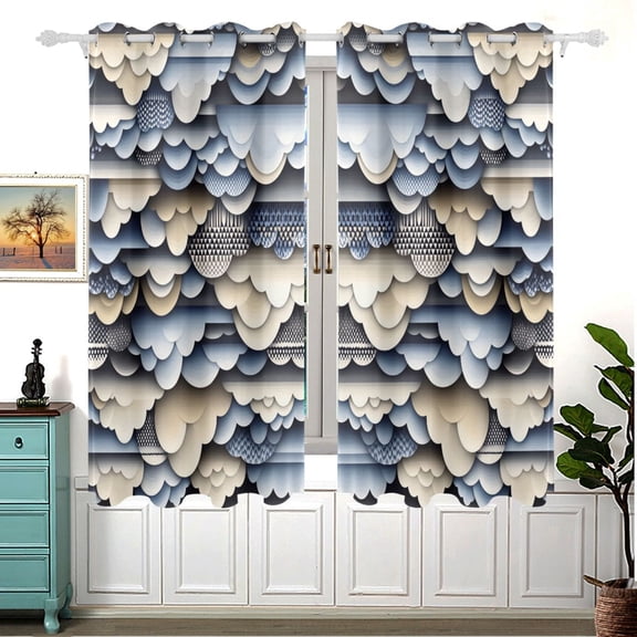 Clouds 63x55in Window Curtain Panels 63x55in 2-Piece Heavy Duty 80% Light Blocking