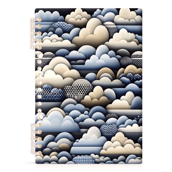 Clouds A5 8.3x5.7in PP Notebook, Adjustable Rings, 60 Sheets, Diary or Journey Note