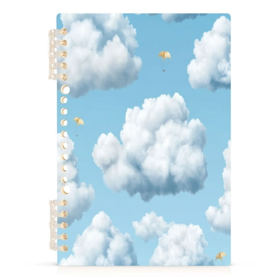 Clouds A5 8.3x5.7in PP Notebook, Adjustable Rings, 60 Sheets, Diary or Journey Note