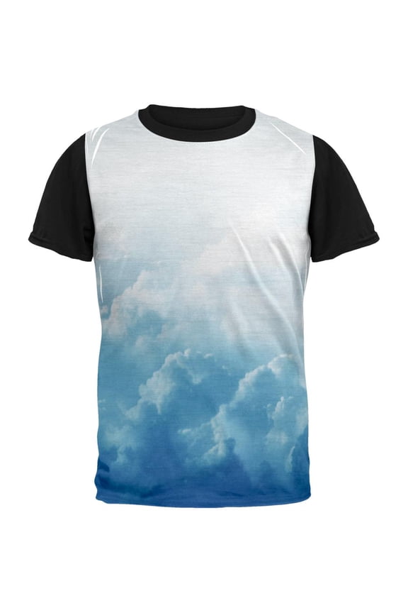 Clouds Adult Black Back T-Shirt - Small